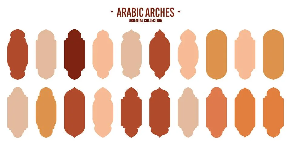 Islamic frames, oriental style objects. Arabic shapes, windows and arches Illustrazione stock
