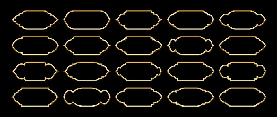 Islamic frames, oriental style objects. Arabic shapes, windows and arches Illustrazione stock