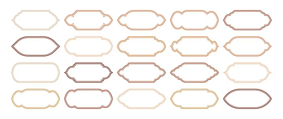 Islamic frames, oriental style objects. Arabic shapes, windows and arches Stock Illustration