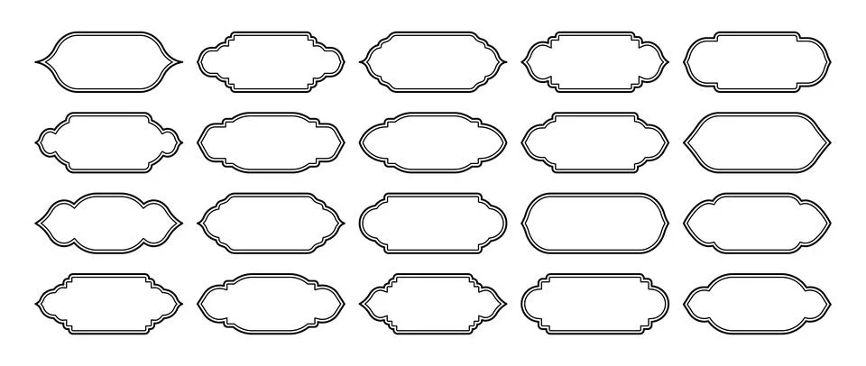 Islamic frames, oriental style objects. Arabic shapes, windows and arches Stock Illustration