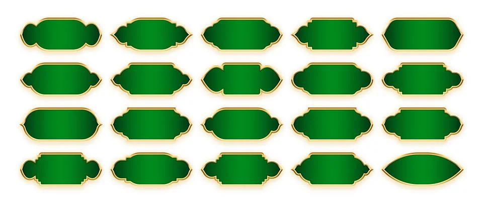 Islamic frames, oriental style objects. Arabic shapes, windows and arches Stock Illustration