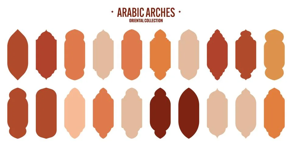 Islamic frames, oriental style objects. Arabic shapes, windows and arches Stock Illustration