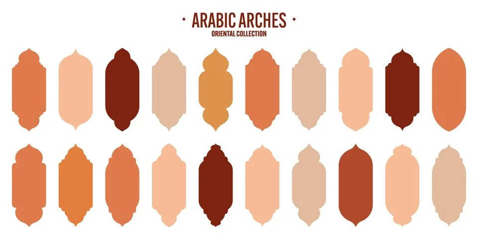 Islamic frames, oriental style objects. Arabic shapes, windows and arches Stock Illustration