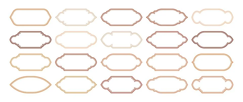 Islamic frames, oriental style objects. Arabic shapes, windows and arches Illustrazione stock