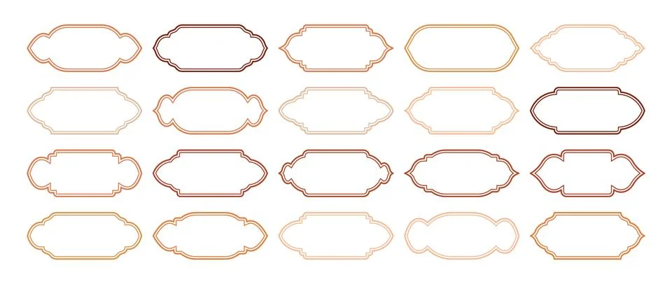Islamic frames, oriental style objects. Arabic shapes, windows and arches Stock Illustration