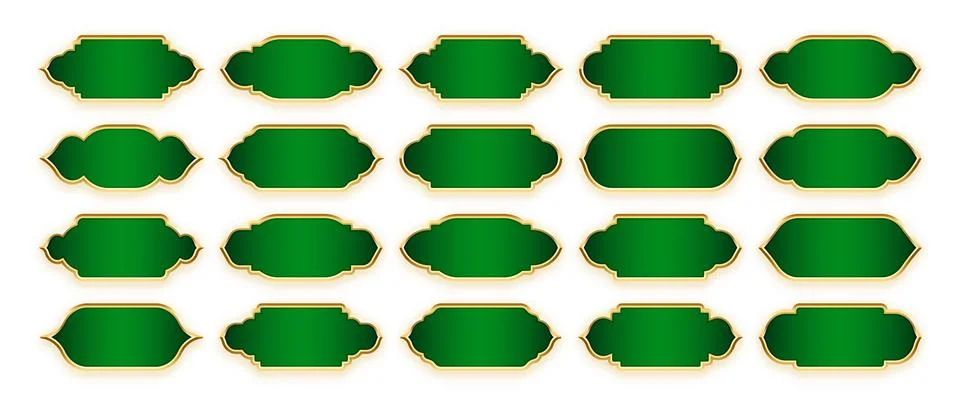 Islamic frames, oriental style objects. Arabic shapes, windows and arches Illustrazione stock