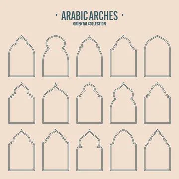 Islamic frames, oriental style objects. Arabic shapes, windows and arches Stock Illustration