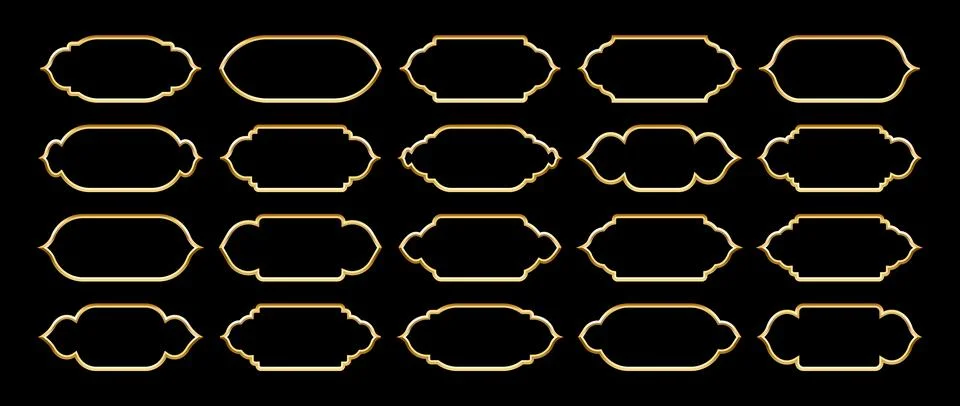 Islamic frames, oriental style objects. Arabic shapes, windows and arches Illustrazione stock