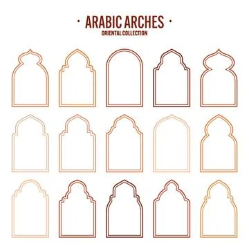 Islamic frames, oriental style objects. Arabic shapes, windows and arches Stock Illustration