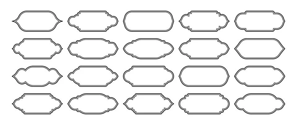Islamic frames, oriental style objects. Arabic shapes, windows and arches Stock Illustration