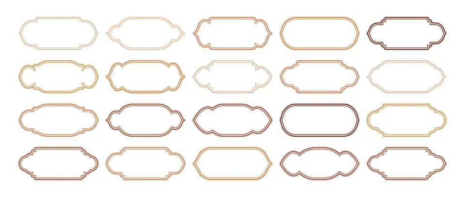 Islamic frames, oriental style objects. Arabic shapes, windows and arches Stock Illustration