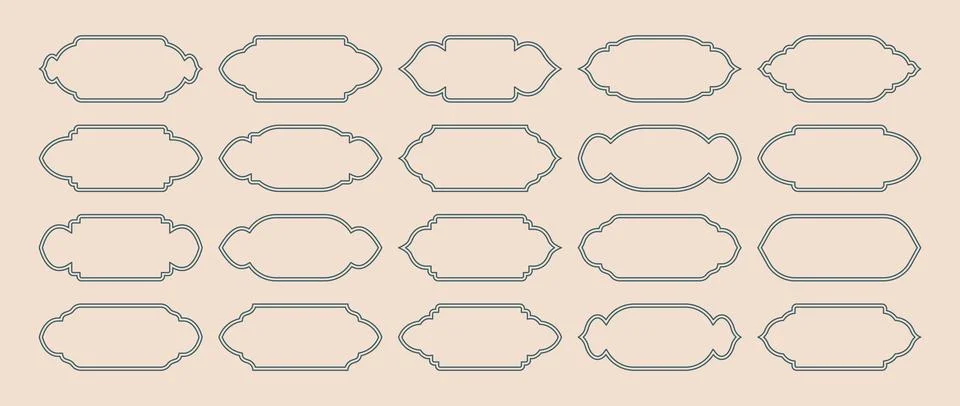 Islamic frames, oriental style objects. Arabic shapes, windows and arches イラスト素材