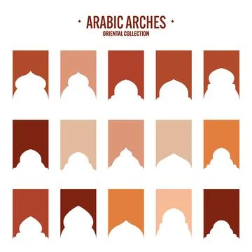 Islamic frames, oriental style objects. Arabic shapes, windows and arches Stock Illustration