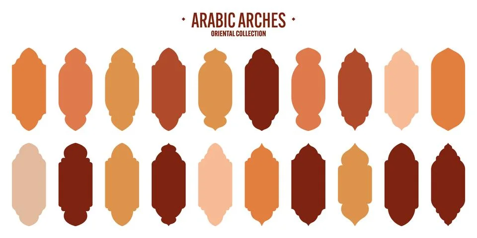 Islamic frames, oriental style objects. Arabic shapes, windows and arches Illustrazione stock