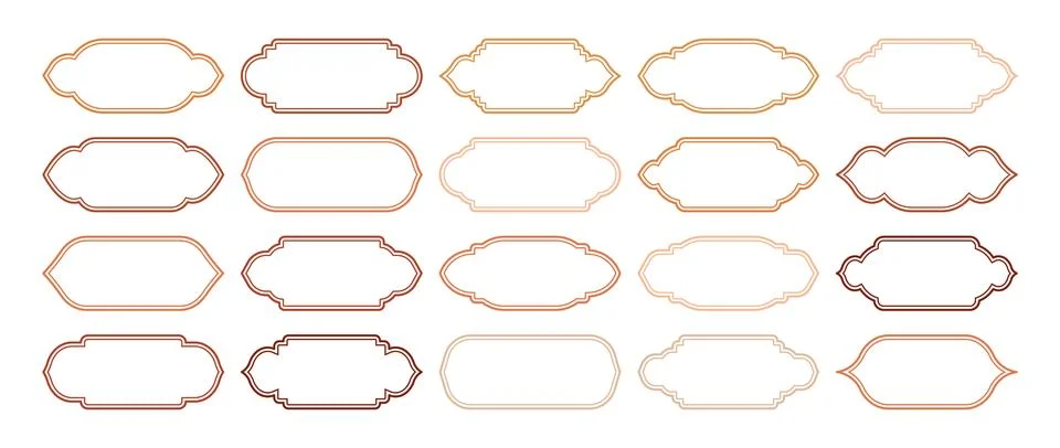 Islamic frames, oriental style objects. Arabic shapes, windows and arches Stock Illustration
