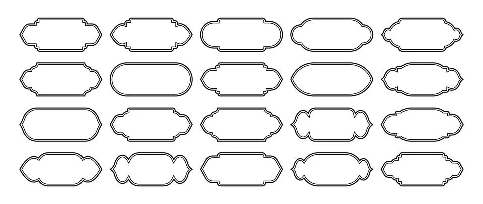 Islamic frames, oriental style objects. Arabic shapes, windows and arches Illustrazione stock