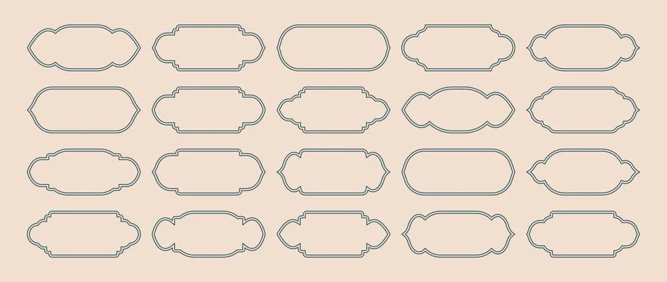 Islamic frames, oriental style objects. Arabic shapes, windows and arches Stock Illustration