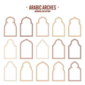 Islamic frames, oriental style objects. Arabic shapes, windows and arches Illustrazione stock