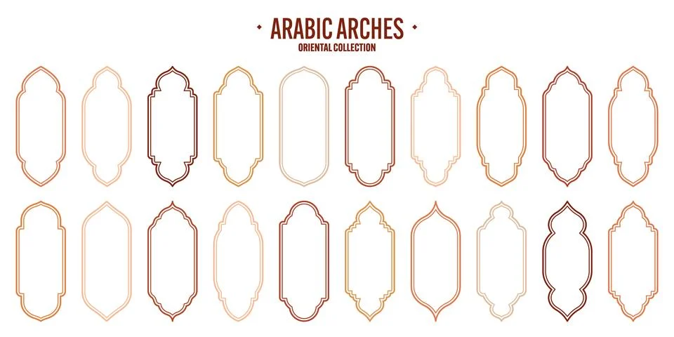 Islamic frames, oriental style objects. Arabic shapes, windows and arches 스톡 일러스트