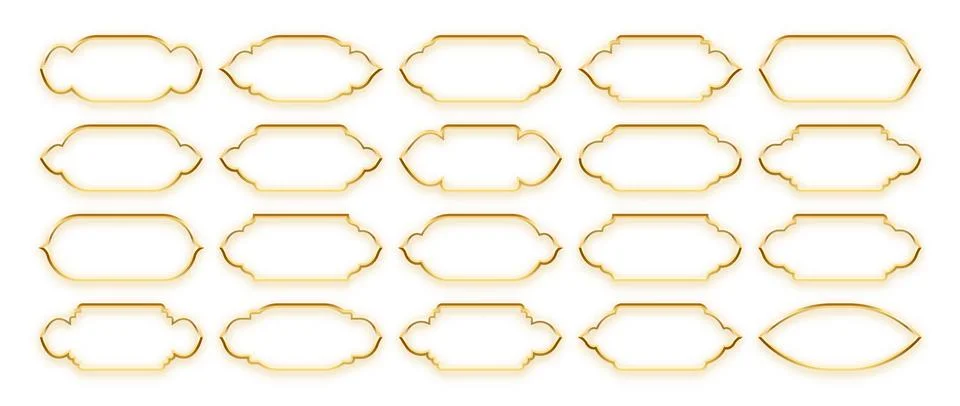 Islamic frames, oriental style objects. Arabic shapes, windows and arches Stock Illustration