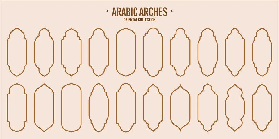 Islamic frames, oriental style objects. Arabic shapes, windows and arches Illustrazione stock