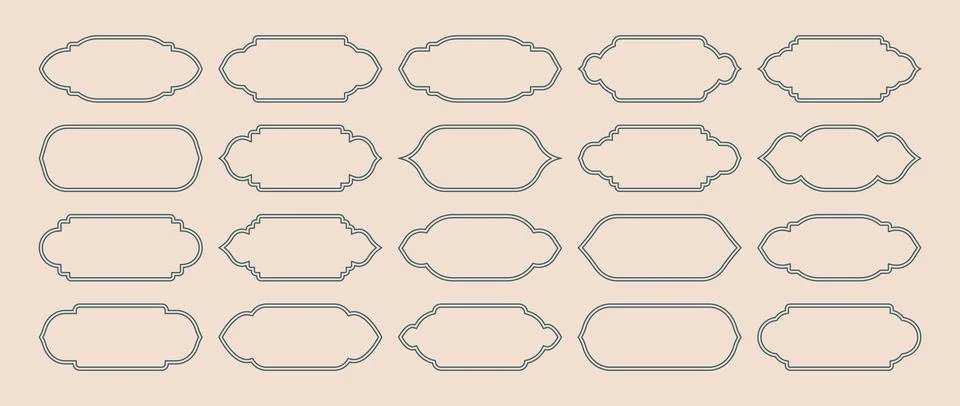 Islamic frames, oriental style objects. Arabic shapes, windows and arches Illustrazione stock