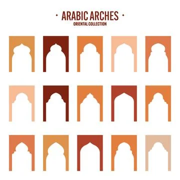 Islamic frames, oriental style objects. Arabic shapes, windows and arches Stock Illustration