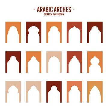 Islamic frames, oriental style objects. Arabic shapes, windows and arches Stock Illustration