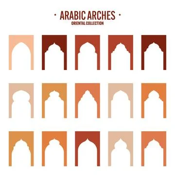 Islamic frames, oriental style objects. Arabic shapes, windows and arches Stock Illustration