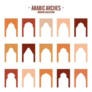 Islamic frames, oriental style objects. Arabic shapes, windows and arches Stock Illustration