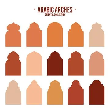 Islamic frames, oriental style objects. Arabic shapes, windows and arches Stock Illustration