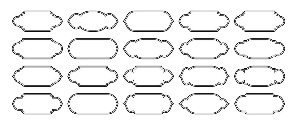 Islamic frames, oriental style objects. Arabic shapes, windows and arches Stock Illustration