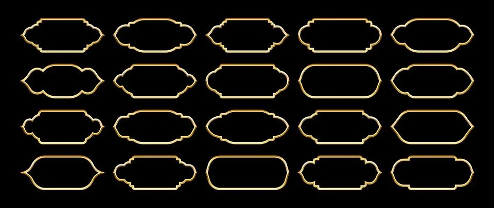 Islamic frames, oriental style objects. Arabic shapes, windows and arches Stock Illustration