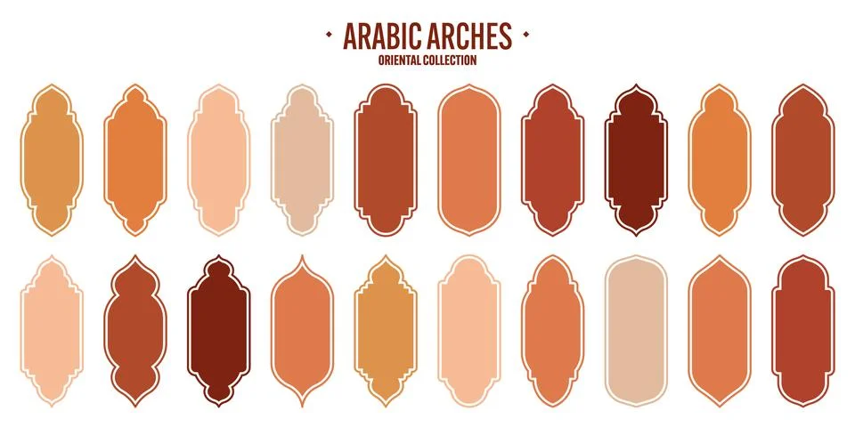 Islamic frames, oriental style objects. Arabic shapes, windows and arches Illustrazione stock