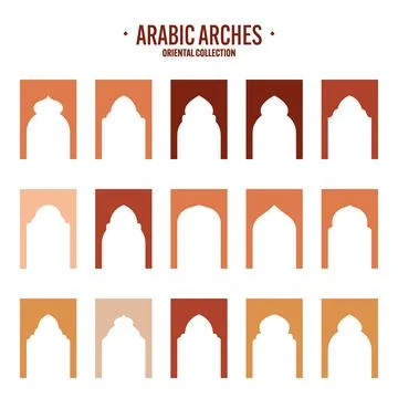 Islamic frames, oriental style objects. Arabic shapes, windows and arches Stock Illustration