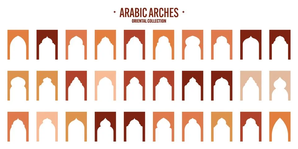 Islamic frames, oriental style objects. Arabic shapes, windows and arches Illustrazione stock