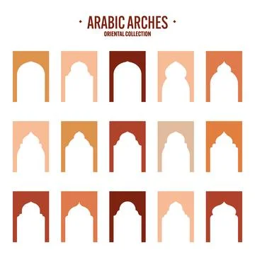 Islamic frames, oriental style objects. Arabic shapes, windows and arches Stock Illustration