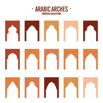 Islamic frames, oriental style objects. Arabic shapes, windows and arches Illustrazione stock