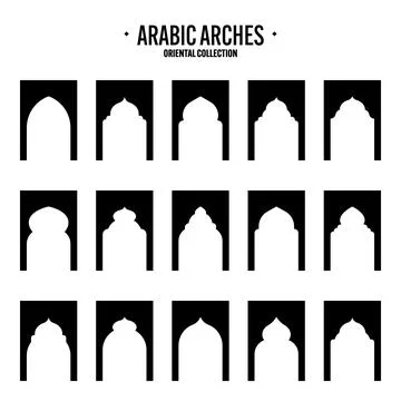 Islamic frames, oriental style objects. Arabic shapes, windows and arches Stock Illustration