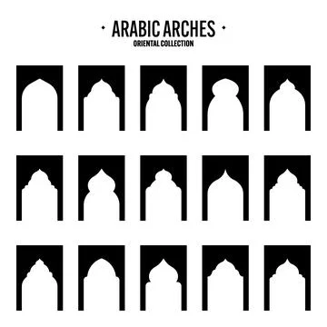 Islamic frames, oriental style objects. Arabic shapes, windows and arches Stock Illustration