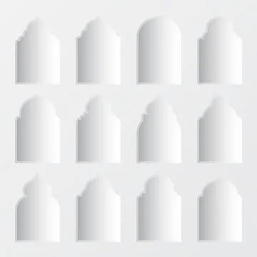 Islamic frames, oriental style objects. Arabic shapes, windows and arches with Illustrazione stock