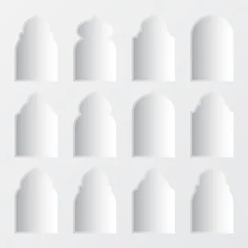 Islamic frames, oriental style objects. Arabic shapes, windows and arches with Illustrazione stock