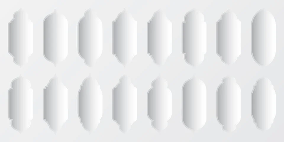 Islamic frames, oriental style objects. Arabic shapes, windows and arches with Illustrazione stock