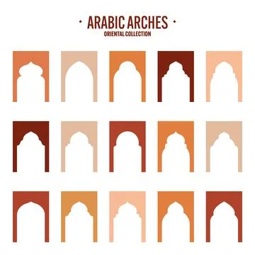 Islamic frames, oriental style objects. Arabic shapes, windows and arches Stock Illustration