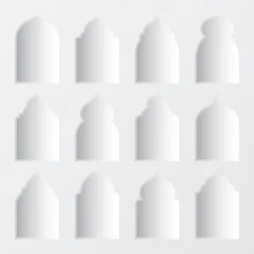 Islamic frames, oriental style objects. Arabic shapes, windows and arches with Illustrazione stock