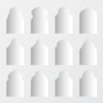 Islamic frames, oriental style objects. Arabic shapes, windows and arches with Illustrazione stock