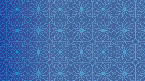 Islamic geometric floral pattern on a blue gradient background. Stock Illustration