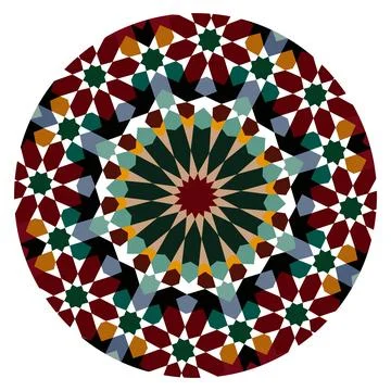 Islamic Geometric Mandala Circle Pattern with Traditional Mosaic Design Stock Illustration