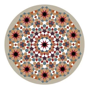 Islamic Geometric Mandala Circle Pattern in Earth Tones 스톡 일러스트