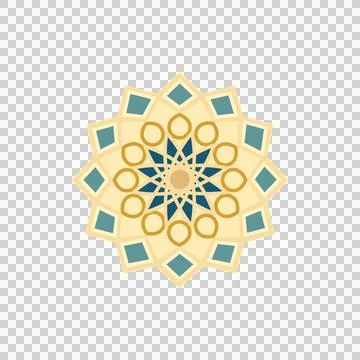 Islamic Geometric Mandala Pattern in Teal and Gold Vector Illustration. Stock Illustration